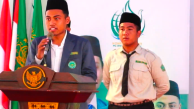 Wisnu Mahendra, Ketua PC IPNU Tuban saat sambutan. (Foto: SC YT PC IPNU IPPNU Tuban)